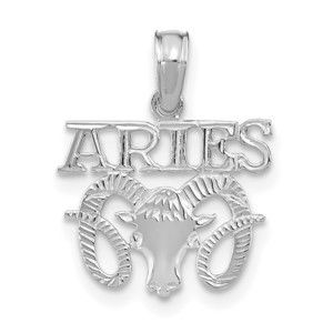 Million Charms 14k WG ARIES Zodiac Charm Pendant